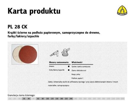 KLINGSPOR KRĄŻEK ŚCIERNY SAMOPRZYCZEPNY 125mm  PL28CK gr.220 /50szt.