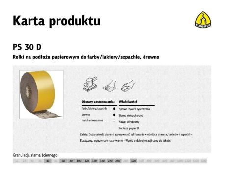 KLINGSPOR ROLKA NA PODŁOŻU PAPIEROWYM PS30D 115mm gr. 40  (50mb)