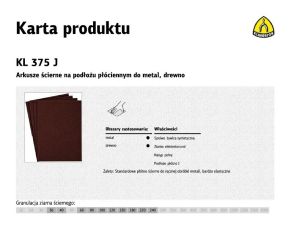 KLINGSPOR ARKUSZE ŚCIERNE NA PODŁOŻU PŁÓCIENNYM 230mm x 280mm KL375J gr. 80 /50szt.