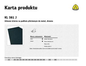 KLINGSPOR ARKUSZE ŚCIERNE NA PODŁOŻU PŁÓCIENNYM 230mm x 280mm KL381J gr.400 /50szt.