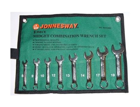 JONNESWAY KLUCZE PŁASKO-OCZKOWE KRÓTKIE 8szt.W53108S