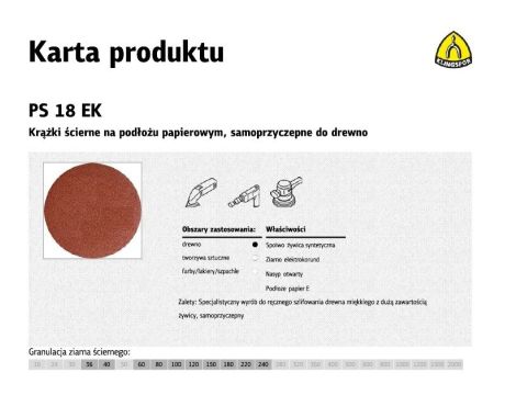 KLINGSPOR KRĄŻEK ŚCIERNY SAMOPRZYCZEPNY 125mm  PS18EK gr.100 /50szt.