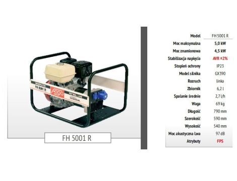 FOGO GENERATOR PRĄDOTWÓRCZY PRZENOŚNY FH 5001 230V 4,5kW, HONDA