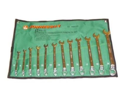 JONNESWAY KLUCZE PŁASKO-OCZKOWE GŁĘBOKO-ODSADZANE KOMPLET 12szt. 8-22mm