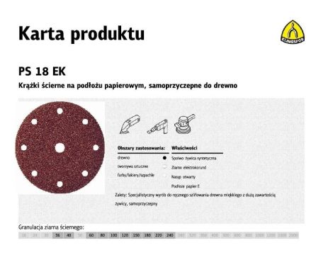 KLINGSPOR KRĄŻEK ŚCIERNY SAMOPRZYCZEPNY 150mm  PS18EK gr.220 GLS1 /50szt.
