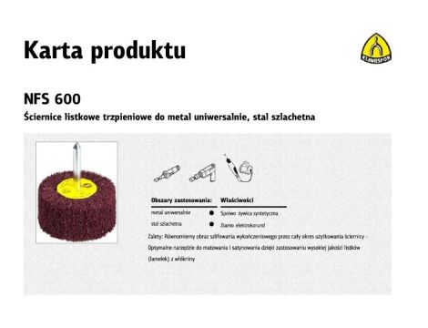 KLINGSPOR ŚCIERNICA LISTKOWA TRZPIENIOWA Z WŁÓKNINY NFS600  60mm x 30mm x 6mm MEDIUM