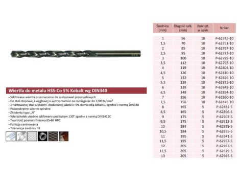 WIERTŁO DO METALU HSS-CO  6,0 x 139mm LONG