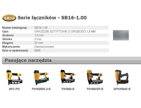 BOSTITCH GWOŹDZIE SB16 0` 25mm 5000 szt.