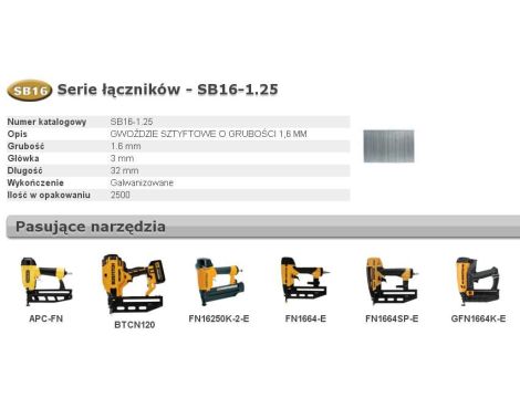 BOSTITCH GWOŹDZIE SB16 0` 32mm 2500 szt.