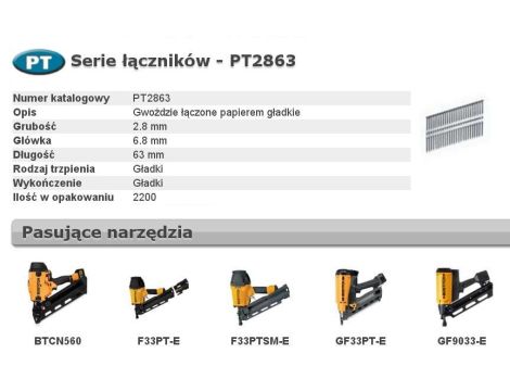 BOSTITCH GWOŹDZIE PT 33` 2,8 x 63mm 2200 szt.