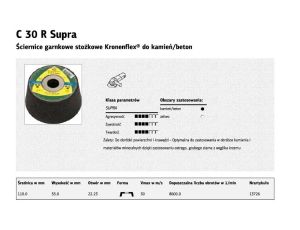 KLINGSPOR ŚCIERNICA GARNKOWA STOŻKOWA C30R_SUPRA 110mm x 55mm x 22mm