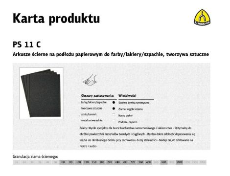 KLINGSPOR ARKUSZE ŚCIERNE NA PODŁOŻU PAPIEROWYM 230mm x 280mm PS11C NA MOKRO gr. 180 /50szt.