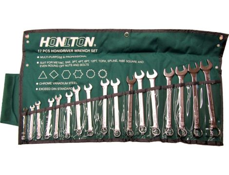 HONITON KLUCZE PŁASKO-OCZKOWE PŁACHTA 17 elem. 6-22mm