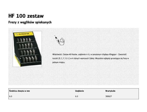 KLINGSPOR ZESTAW FREZÓW HF 100-A
