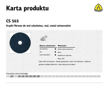 KLINGSPOR KRĄŻEK FIBROWY 125mm gr. 40 CS565 /25szt.