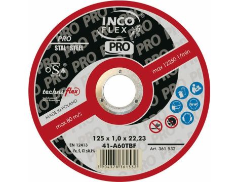 INCOFLEX TARCZA DO SZLIFOWANIA METALU  125 x 6,5 x 22,2mm