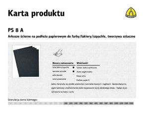 KLINGSPOR ARKUSZE ŚCIERNE NA PODŁOŻU PAPIEROWYM 230mm x 280mm PS8A NA MOKRO gr. 280 /50szt.
