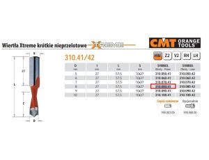 CMT WIERTŁO NP HW D=8 I=27 L=57,5 S=10x27 KRÓTKIE, NIEPRZELOTOWE, XTREME.