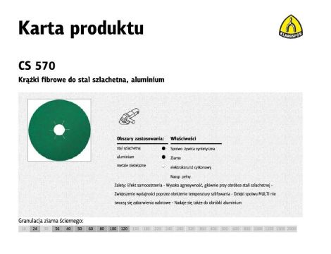 KLINGSPOR KRĄŻEK FIBROWY 125mm gr. 60 CS570 /25szt.