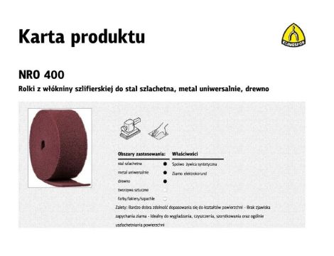 KLINGSPOR ROLKA Z WŁÓKNINY SZLIFIERSKIEJ NRO 400  150mm (10mb)
