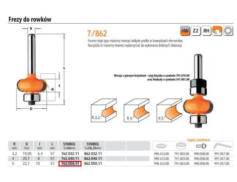CMT FREZ PROFILOWY DO ROWKÓW HM D=20,7 R=5 I=10 S=6