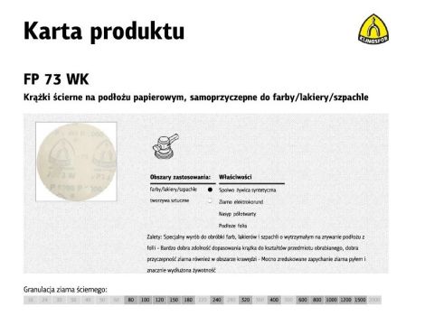 KLINGSPOR KRĄŻEK ŚCIERNY SAMOPRZYCZEPNY 125mm  FP73WK gr.180 /100szt.