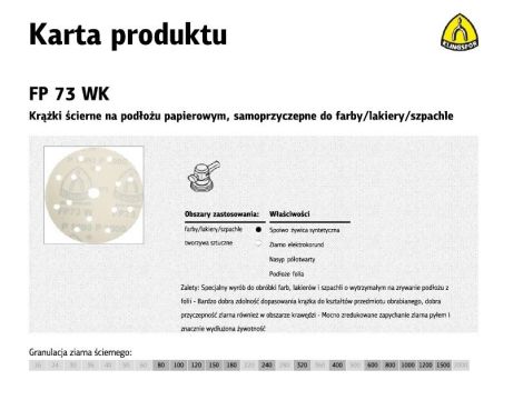 KLINGSPOR KRĄŻEK ŚCIERNY SAMOPRZYCZEPNY 150mm  FP73WK GLS47 gr.1500 /100szt.