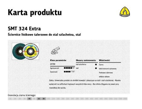 KLINGSPOR ŚCIERNICA LISTKOWA WYPUKŁA SMT324 EXTRA 125mm gr. 60