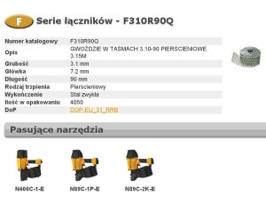 BOSTITCH GWOŹDZIE F 3,10 x 90mm RING 4050szt. F310R90Q