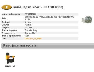 BOSTITCH GWOŹDZIE F 3,10 x 100mm RING 4050szt. F310R100Q