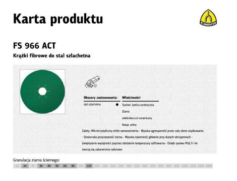 KLINGSPOR KRĄŻEK FIBROWY 125mm gr. 40  FS966 /25szt.