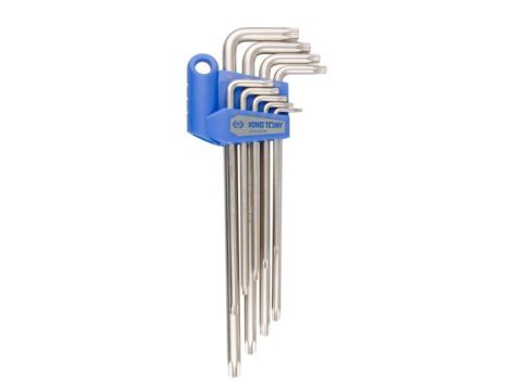 KING TONY KOMPLET TORXÓW Z OTWOREM EXTRA DŁUGIE T10 - T50 9 elem. 1127W UCHWYCIE PLASTIKOWYM