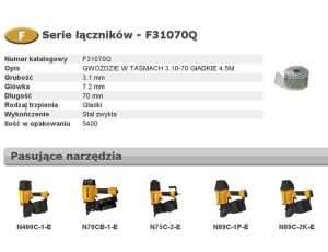 BOSTITCH GWOŹDZIE F 3,10 x 70mm 5400szt. F31070Q