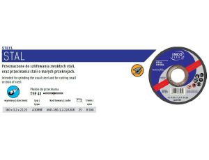 INCOFLEX TARCZA DO METALU 180 x 3,2 x 22,2mm