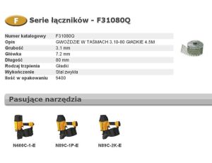 BOSTITCH GWOŹDZIE F 3,10 x 80mm 5400szt. F31080Q