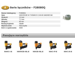 BOSTITCH GWOŹDZIE F 2,80 x 80mm 6000szt. F28080Q