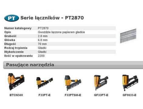 BOSTITCH GWOŹDZIE PT 33` 2,8 x 70mm 2200 szt.