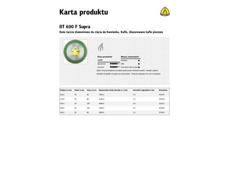 KLINGSPOR TARCZA DIAMENTOWA PEŁNA 250mm x 1,9mm x 30/25,4mm DT600F DO CERAMIKI - 2