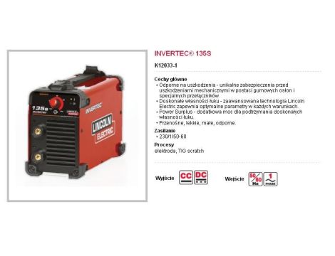 LINCOLN SPAWARKA INWERTOROWA 135S 230V/1 120A W KARTONIE