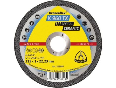 KLINGSPOR TARCZA DO CIĘCIA METALU 125mm x 1,0mm x 22,2  K960TX Special - 2