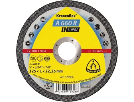 KLINGSPOR TARCZA DO CIĘCIA METALU 125mm x 1,0mm x 22,2mm A660R Supra - 2