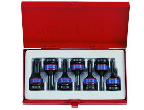 KING TONY NASADKI UDAROWE Z KOŃCÓWKĄ TORX 1/2" 7 elem. T25 - T60, KASETA