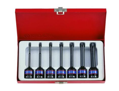 KING TONY NASADKI UDAROWE Z KOŃCÓWKĄ TORX 1/2" 7 elem. DŁUGIE T25 - T60, KASETA
