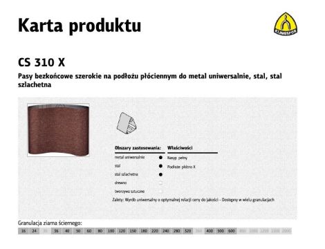 KLINGSPOR PASY BEZKOŃCOWE SZEROKIE CS310X 75mm x 2000mm gr. 60 /10szt.