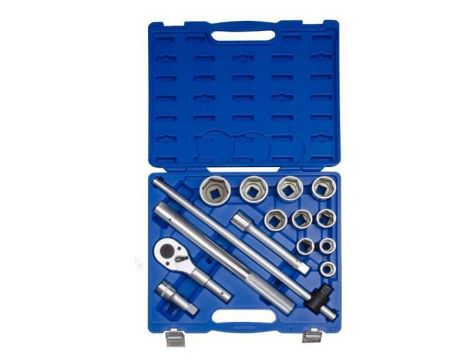 KING TONY ZESTAW KLUCZY 14 ELEMENTÓW  3/4" 6-KĄT 22-50mm WALIZKA PLASTIKOWA
