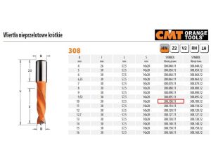 WIERTŁO NIEPRZELOTOWE KRÓTKIE HW NP D=10 I=30 L=57,5 S=10x20 RH