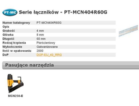 BOSTITCH GWOŹDZIE PT MCN 404 4 x 60mm RING 2000 szt.