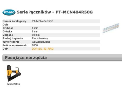 BOSTITCH GWOŹDZIE PT MCN 404 4 x 50mm RING 2000 szt.
