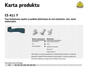 KLINGSPOR PASY BEZKOŃCOWE DO ELEKTRONARZĘDZI CS411Y 9mm x 533mm gr. 40 /25szt. STAL SZLACHETNA