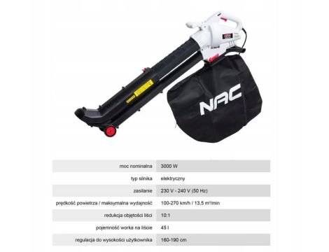 NAC ODKURZACZ LIŚCI 3000W VBE300-AS-G - 7